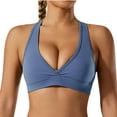 thumbnail image 1 of Xfvqtps Sports Bra for Women Racerback Standard Strap Deep V Neck Padded Backless Breathable Yoga Athletic Exercise Bras Blue, 1 of 7