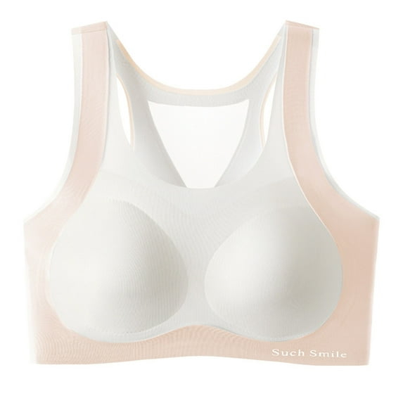 Xfvqtps Sports Bras for Girls Lightly Padded Fixed Cup Seamless Back Hollow out Color Block Breathable Soft Comfortable Elastic Training Bras for Girls 8-18 Years Pink