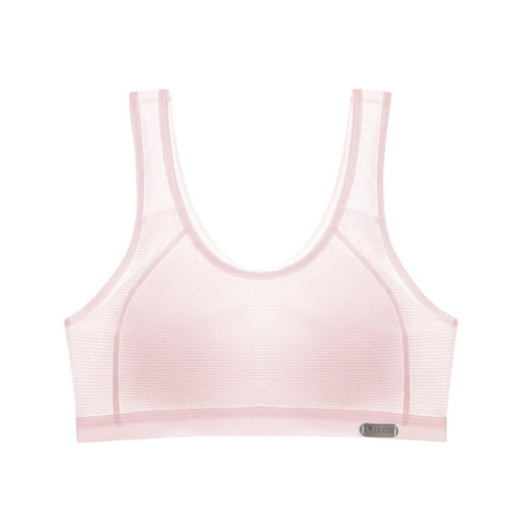 Xfvqtps Sports Bras for Girls Lightly Padded Fixed Cup Seamless Mesh Breathable Soft Comfortable Elastic Training Bras for Girls 8-18 Years Pink