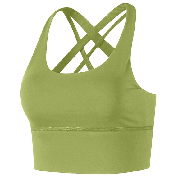 Xfvqtps Sports Bras for Women Cross Back Padded Elastic High Impact Comfortable Workout Tank Tops for Yoga Gym Fitness Green