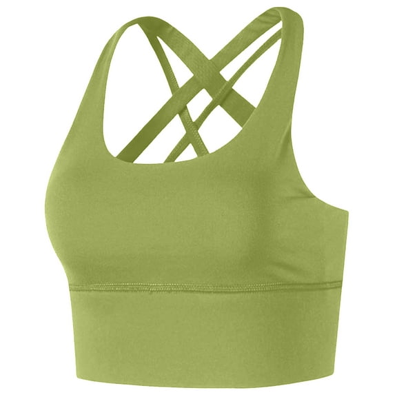 Xfvqtps Sports Bras for Women Cross Back Padded Elastic High Impact Comfortable Workout Tank Tops for Yoga Gym Fitness Green