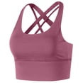 thumbnail image 1 of Xfvqtps Sports Bras for Women Cross Back Padded Elastic High Impact Comfortable Workout Tank Tops for Yoga Gym Fitness Hot Pink, 1 of 5