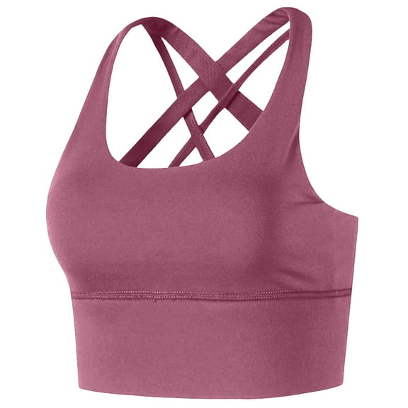 Xfvqtps Sports Bras for Women Cross Back Padded Elastic High Impact Comfortable Workout Tank Tops for Yoga Gym Fitness Hot Pink