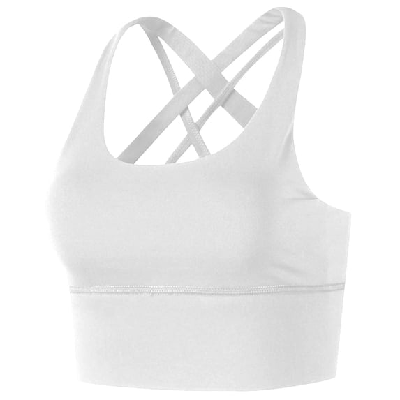 Xfvqtps Sports Bras for Women Cross Back Padded Elastic High Impact Comfortable Workout Tank Tops for Yoga Gym Fitness White