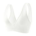 thumbnail image 1 of Xfvqtps Sports Bras for Women Deep V Neck Standard Strap Ribbed Knit Elastic Pullover Comfortable Breathable Yoga Bra White, 1 of 4