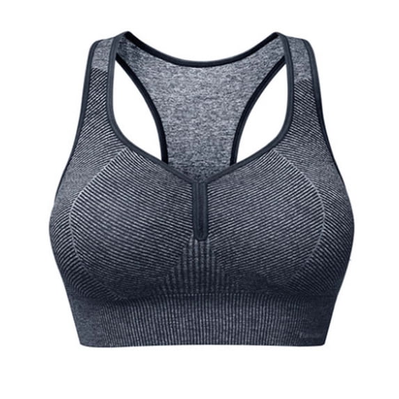 Xfvqtps Sports Bras for Women Gradient Racerback Padded Elastic High Impact Comfortable Breathable Workout Bra Tops for Yoga Gym Fitness Gray