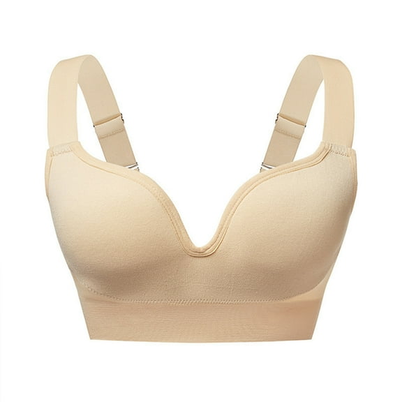 Xfvqtps Sports Bras for Women No Underwire Deep V Neck Adjustable Standard Straps Elastic Comfortable Breathable Yoga Bra Khaki