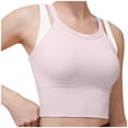 thumbnail image 1 of Xfvqtps Sports Bras for Women Padded Elastic High Impact Color Block Double Standard Strap Crop Tank Tops for Yoga Gym Fitness Pink, 1 of 5