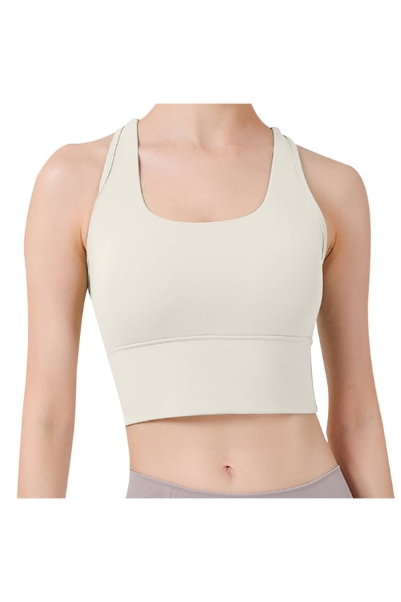 Sports Bras for Women Padded Elastic High Impact Standard Strap Solid Color Crop Tank Tops for Yoga Gym Fitness Army Green