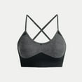 thumbnail image 1 of Xfvqtps Sports Bras for Women Wireless Spaghetti Strap Padded Push up Rib Solid Color Crop Tank Tops for Yoga Gym Fitness Black, 1 of 4