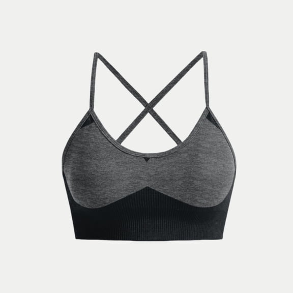Xfvqtps Sports Bras for Women Wireless Spaghetti Strap Padded Push up Rib Solid Color Crop Tank Tops for Yoga Gym Fitness Black