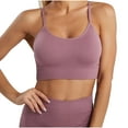 thumbnail image 1 of Xfvqtps Sports Bras for Women Wireless Spaghetti Strap Padded Push up Rib Solid Color Crop Tank Tops for Yoga Gym Fitness Hot Pink, 1 of 5