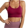 thumbnail image 1 of Xfvqtps Sports Bras for Women Wireless Spaghetti Strap Padded Push up Rib Solid Color Crop Tank Tops for Yoga Gym Fitness Red, 1 of 5