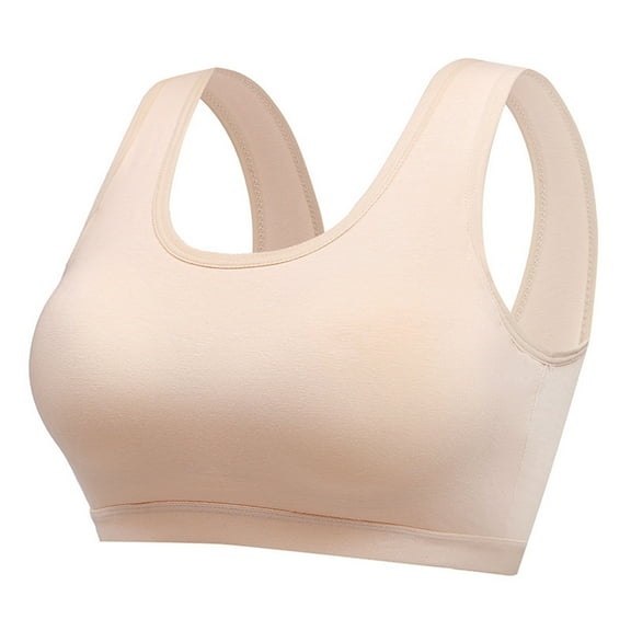 Xfvqtps Sports Bras for Women Wireless Standard Strap Elastic Shockproof Pullover Comfortable Breathable Yoga Bra Beige