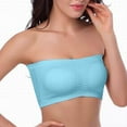 thumbnail image 1 of Xfvqtps Strapless Bras for Women Padded Elastic Bralette Push up Solid Color Bandeau Bras Blue, 1 of 8
