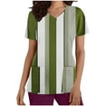 thumbnail image 1 of Xfvqtps Striped Scrub Tops for Women Wrinkle-Resist Nursing Uniform Casual V-Neck Print Short Sleeve Nurse Top with Pocket Green, 1 of 5