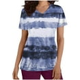 thumbnail image 1 of Xfvqtps Striped Scrub Tops for Women Wrinkle-Resist Nursing Uniform Casual V-Neck Print Short Sleeve Nurse Top with Pocket Light Blue, 1 of 5