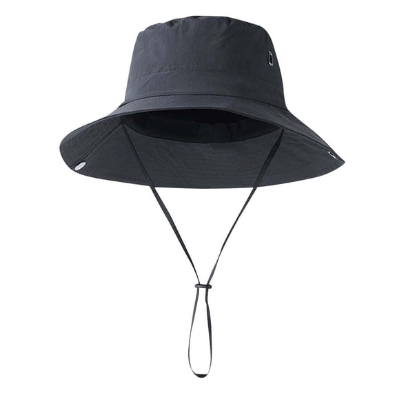 Xfvqtps Sun Hats for Men Women Adjustable Strap Fishing Hat Wide Brim Sun Protection Mesh Breathable Summer Bucket Hat