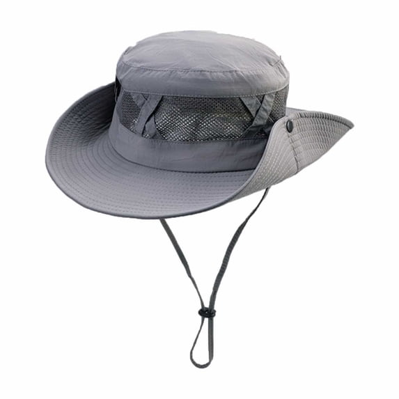 Xfvqtps Sun Hats for Men Women Adjustable Strap Snap Fastener Bucket Hat Wide Brim Breathable Sun Protection Summer Fishing Hat