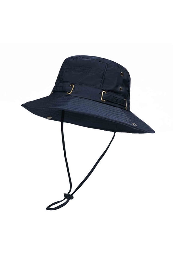 Sun Hats for Men Women Adjustable Strap Snap Fastener Bucket Hat Wide Brim Sun Protection Summer Fishing Hat