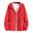 thumbnail image 1 of Xfvqtps Sun Protection Clothing for Mens Reflective Zipper Sun Protection Hoodie Long Sleeve Summer Light Jacket for Outdoor Working Fishing Hiking Red, 1 of 6