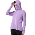 thumbnail image 1 of Xfvqtps Sun Protection Clothing Women Hoodie Full Zip up Long Sleeves with Thumb Hole Solid Color Breathable Summer Jacket Purple, 1 of 8