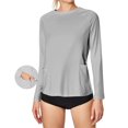 thumbnail image 1 of Xfvqtps Sun Protection Clothing Women Pullover with Two Side Pockets Round Neck Long Sleeves Solid Color Breathable Summer Sun Protection Shirts for Women Gray, 1 of 9