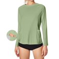 thumbnail image 1 of Xfvqtps Sun Protection Clothing Women Pullover with Two Side Pockets Round Neck Long Sleeves Solid Color Breathable Summer Sun Protection Shirts for Women Mint Green, 1 of 9