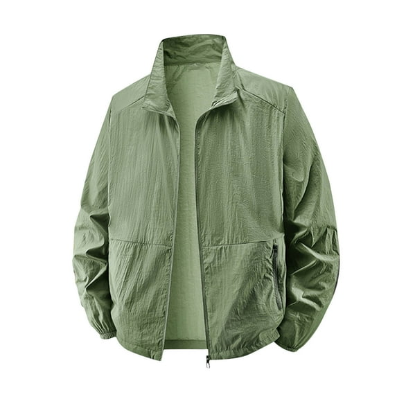 Xfvqtps Sun Protection Clothing for Mens Hoodie Full Zip up Solid Color Breathable Summer Jacket for Fishing Hiking Athletic Running Army Green