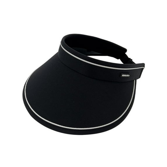 Xfvqtps Sun Visor Hats for Womens Wide Brim Adjustable Foldable Solid Color Outdoor Travel Breathable Fashion Golf Running Tennis Summer Beach Hat Black