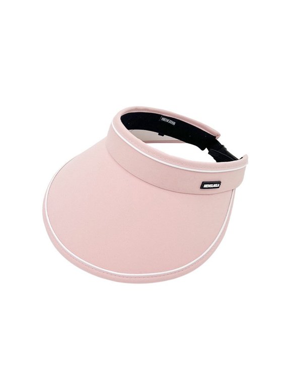 Sun Visor Hats for Womens Wide Brim Adjustable Foldable Solid Color Outdoor Travel Breathable Fashion Golf Running Tennis Summer Beach Hat Pink