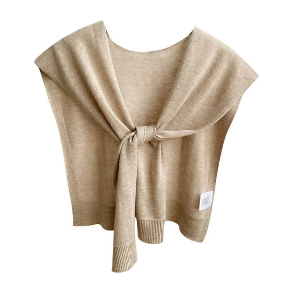 Xfvqtps Sweater Shawl Wraps for Womens Solid Color Knitted Knotted Casual Travel Scarf Wrap Cape Fashion Shoulder Tops Spring and Fall Shirt Shawl Coffee