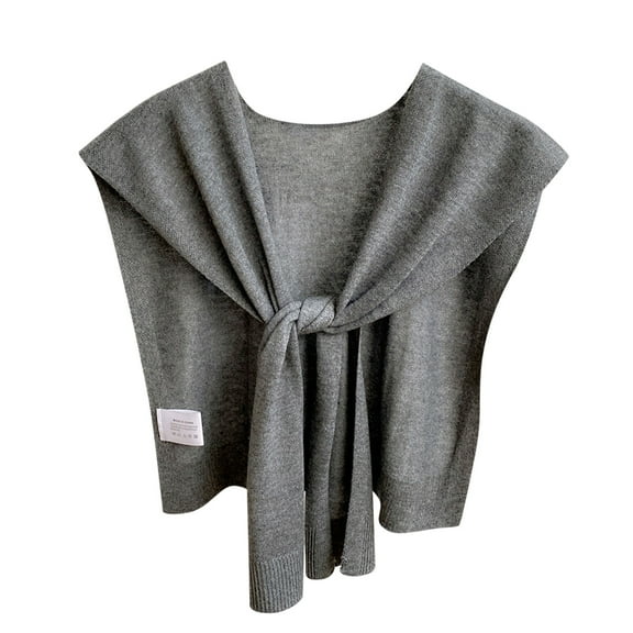 Xfvqtps Sweater Shawl Wraps for Womens Solid Color Knitted Knotted Casual Travel Scarf Wrap Cape Fashion Shoulder Tops Spring and Fall Shirt Shawl Dark Gray