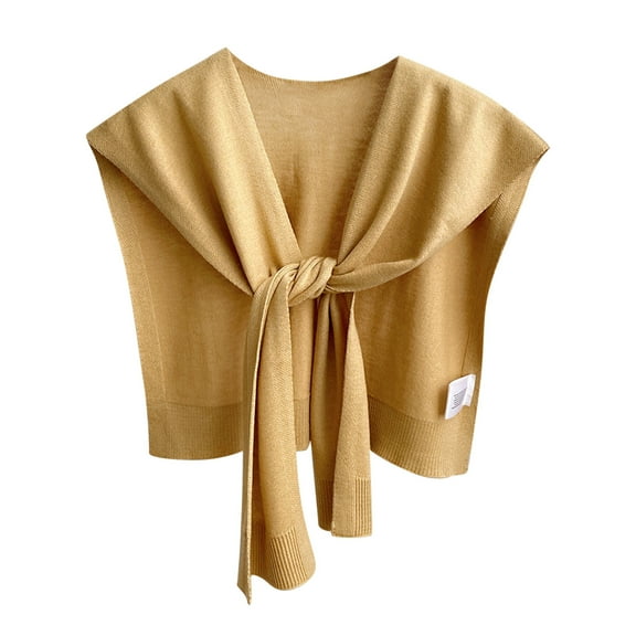 Xfvqtps Sweater Shawl Wraps for Womens Solid Color Knitted Knotted Casual Travel Scarf Wrap Cape Fashion Shoulder Tops Spring and Fall Shirt Shawl Khaki
