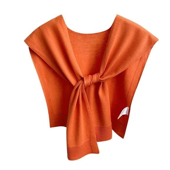 Xfvqtps Sweater Shawl Wraps for Womens Solid Color Knitted Knotted Casual Travel Scarf Wrap Cape Fashion Shoulder Tops Spring and Fall Shirt Shawl Orange