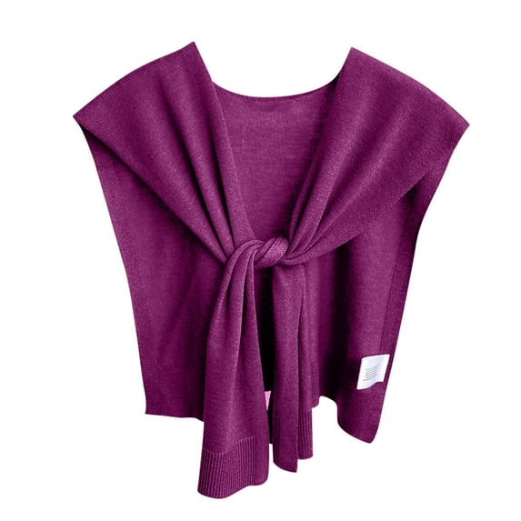 Xfvqtps Sweater Shawl Wraps for Womens Solid Color Knitted Knotted Casual Travel Scarf Wrap Cape Fashion Shoulder Tops Spring and Fall Shirt Shawl Purple
