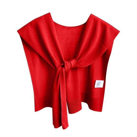 Xfvqtps Sweater Shawl Wraps for Womens Solid Color Knitted Knotted Casual Travel Scarf Wrap Cape Fashion Shoulder Tops Spring and Fall Shirt Shawl Red