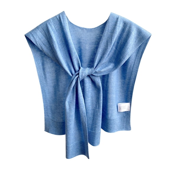 Xfvqtps Sweater Shawl Wraps for Womens Solid Color Knitted Knotted Casual Travel Scarf Wrap Cape Fashion Shoulder Tops Spring and Fall Shirt Shawl Sky Blue