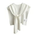 thumbnail image 1 of Xfvqtps Sweater Shawl Wraps for Womens Solid Color Knitted Knotted Casual Travel Scarf Wrap Cape Fashion Shoulder Tops Spring and Fall Shirt Shawl White, 1 of 3