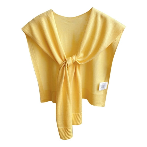 Xfvqtps Sweater Shawl Wraps for Womens Solid Color Knitted Knotted Casual Travel Scarf Wrap Cape Fashion Shoulder Tops Spring and Fall Shirt Shawl Yellow