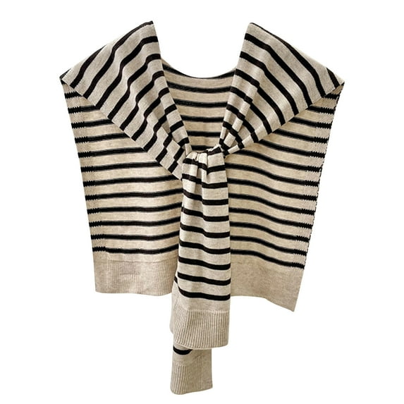 Xfvqtps Sweater Shawl Wraps for Womens Stripe Knitted Knotted Casual Travel Scarf Wrap Cape Fashion Shoulder Tops Spring and Fall Shirt Shawl Coffee