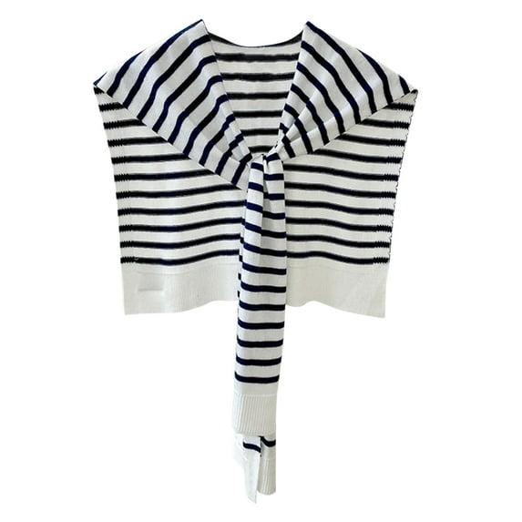 Xfvqtps Sweater Shawl Wraps for Womens Stripe Knitted Knotted Casual Travel Scarf Wrap Cape Fashion Shoulder Tops Spring and Fall Shirt Shawl White