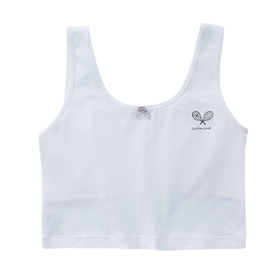 Xfvqtps Tank Tops for Girls Training Bras with Lightly Padded Fixed Cup Seamless Medium Length Style Soft Comfortable Breathable Solid Color Teen Bras for Girls Ages 8-12 White
