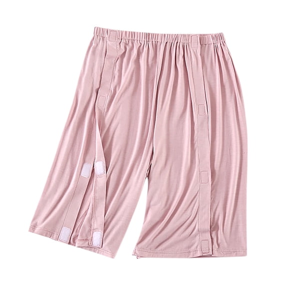Xfvqtps Tear Away Pants for Women Easy Open Side Wide Leg Post Surgery Shorts Soft Adaptive Breakaway Shorts Pants Pink