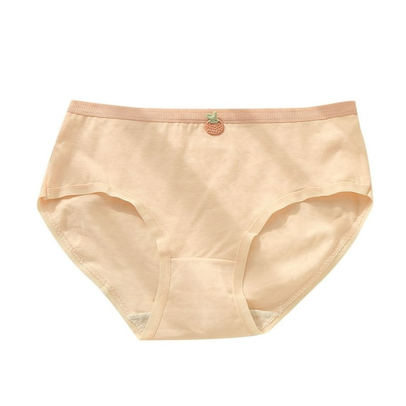 Xfvqtps Teen Girls Underwear Cotton Soft Comfortable Fruit Embroidery Decor Solid Color Panties Briefs for 9-15 Years Pink
