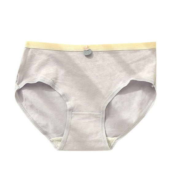 Xfvqtps Teen Girls Underwear Cotton Soft Comfortable Fruit Embroidery Decor Solid Color Panties Briefs for 9-15 Years Purple