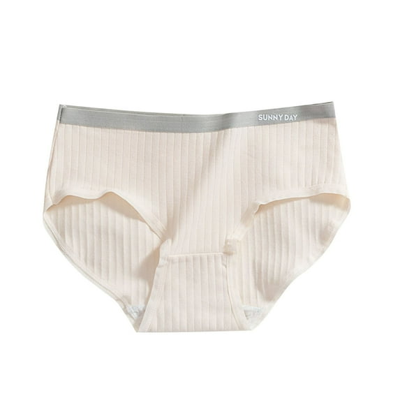 Xfvqtps Teen Girls Underwear Cotton Soft Comfortable Vertical Stripes Solid Color Panties Briefs for 9-15 Years Khaki