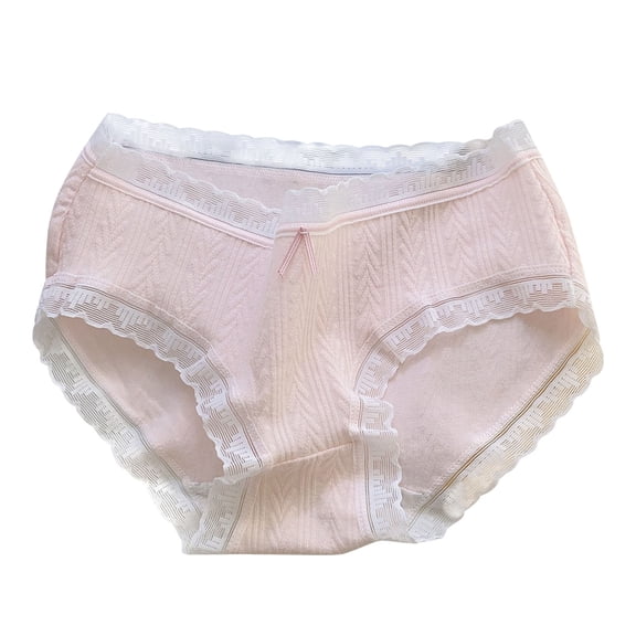 Xfvqtps Teen Girls Underwear Cotton Soft Comfortable Widen Edges Lace Leaf Pattern Panties Briefs for 9-12 Years Pink