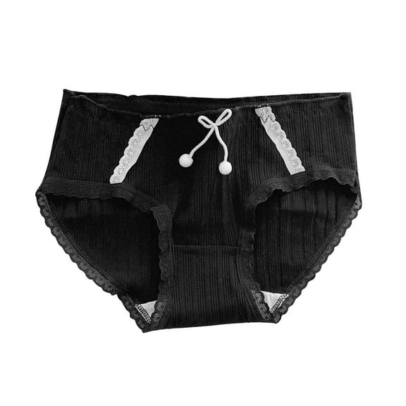 Xfvqtps Teen Girls Underwear Cotton Soft Lace Ribbed Pompom Bow Panties Briefs for 9-15 Years Gray