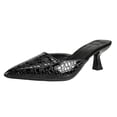thumbnail image 1 of Xfvqtps Textured Pointed Toe Slide Mules for Women Casual Slingback Low Heel Shoes Embossed Faux Leather Slip On Dressy Flats for Everyday Wear, 1 of 9